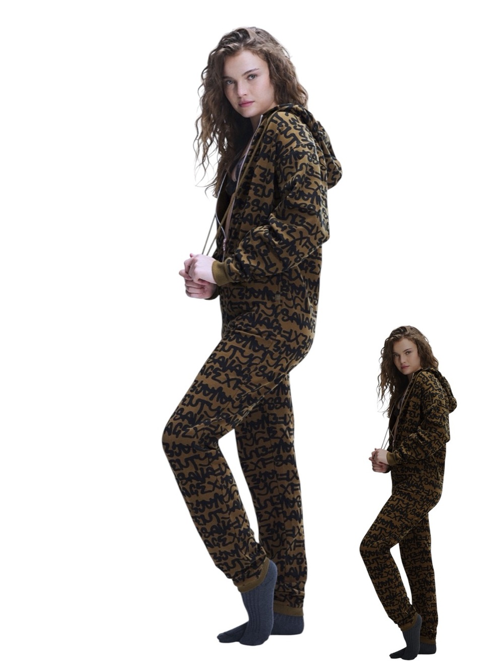 SAVAGE X FENTY Green Forever Graphic Hoodie Jumpsuit Women’s Size 0-2 Like New